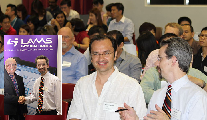  [Right] Professor James Dalziel. [Inset] James with conference co-host Director of E-Learning and IT from Lee Kong Chian Medical School, Paul Gagnon.