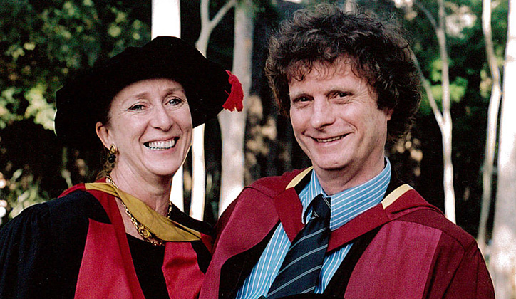  Professor Ros Croucher and Professor John Croucher, after John received his second PhD, in modern history, from Macquarie University.
