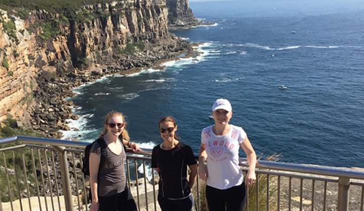  Freya, Sarah and Lucinda on a training walk in December.