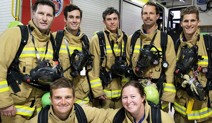  Matt Pridham [top row, centre] with his team of firefighters.
