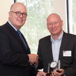 Distinguished Professor Mark Westoby with the Vice-Chancellor, Professor S Bruce Dowton.