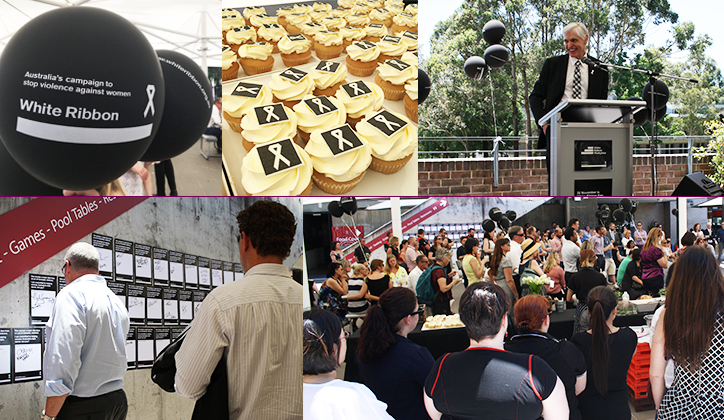 A moving stand for White Ribbon at Macquarie